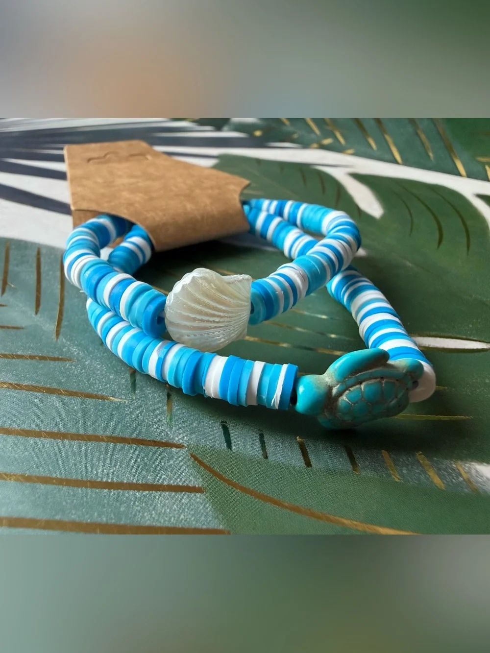 2 Pc Beach Stretch Bracelet Set Turtle Shell Starfish Choose Your Style NWT